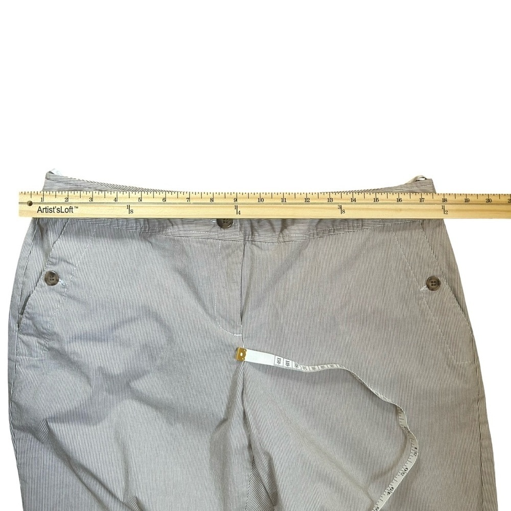 IZOD Dress Pants Women’s 14 Brown and White Stripes Stretch - Picture 4 of 11